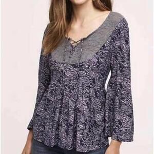 Akemi + Kin from Anthropologie Blue Marcella Peasant Blouse - Size - Medium